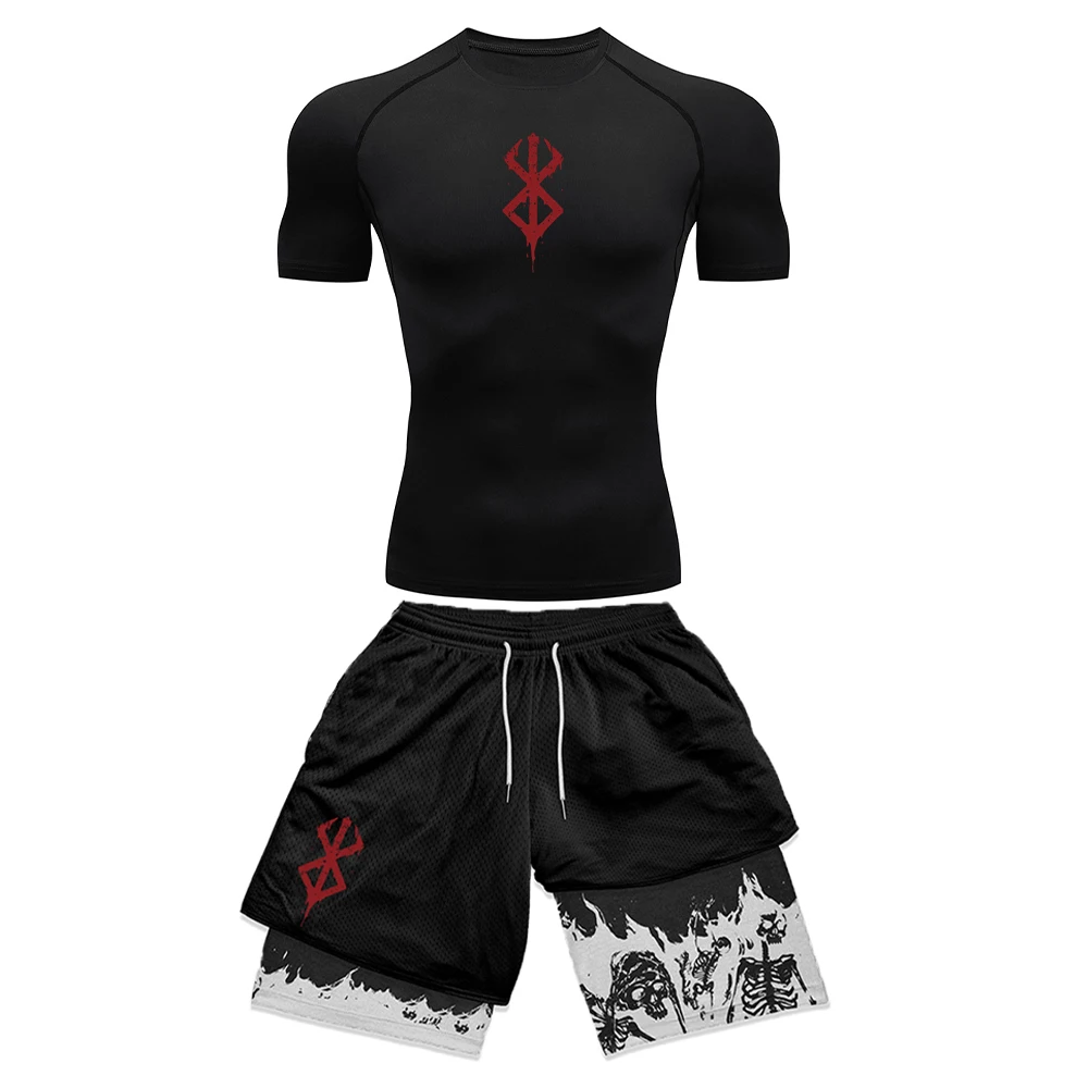 Compression Shorts Athletes - Anime 3D drukowane męski zestaw kompresyjny