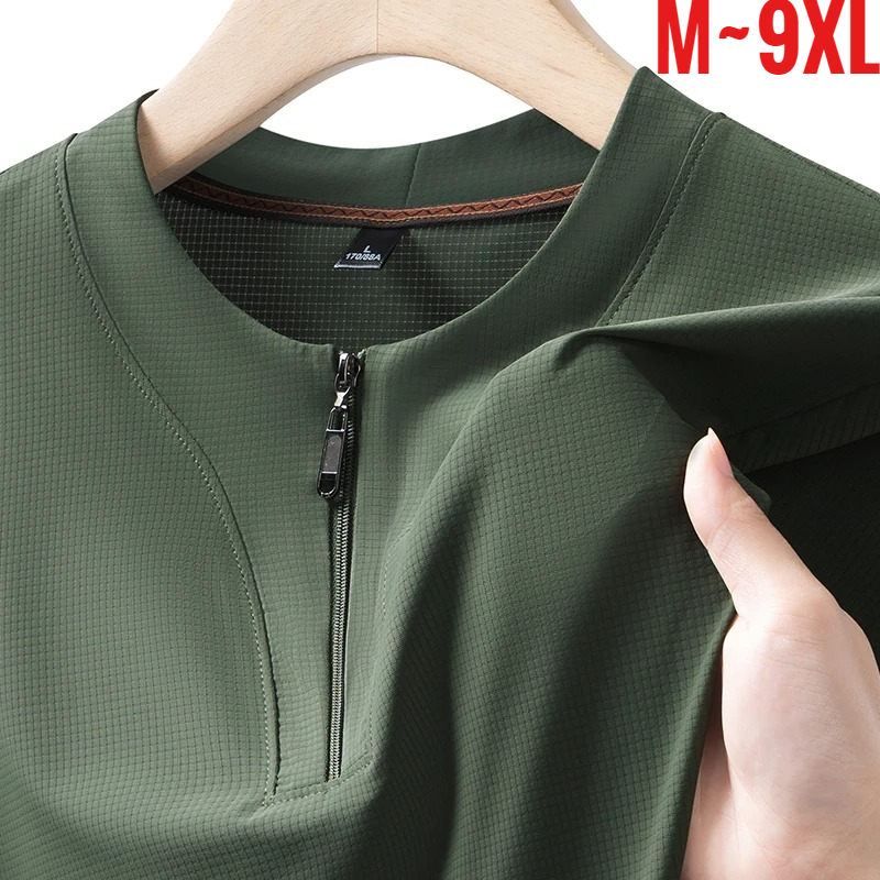 T Shirt Tight Fit - Męska koszulka Henley z jedwabiu lodowego,